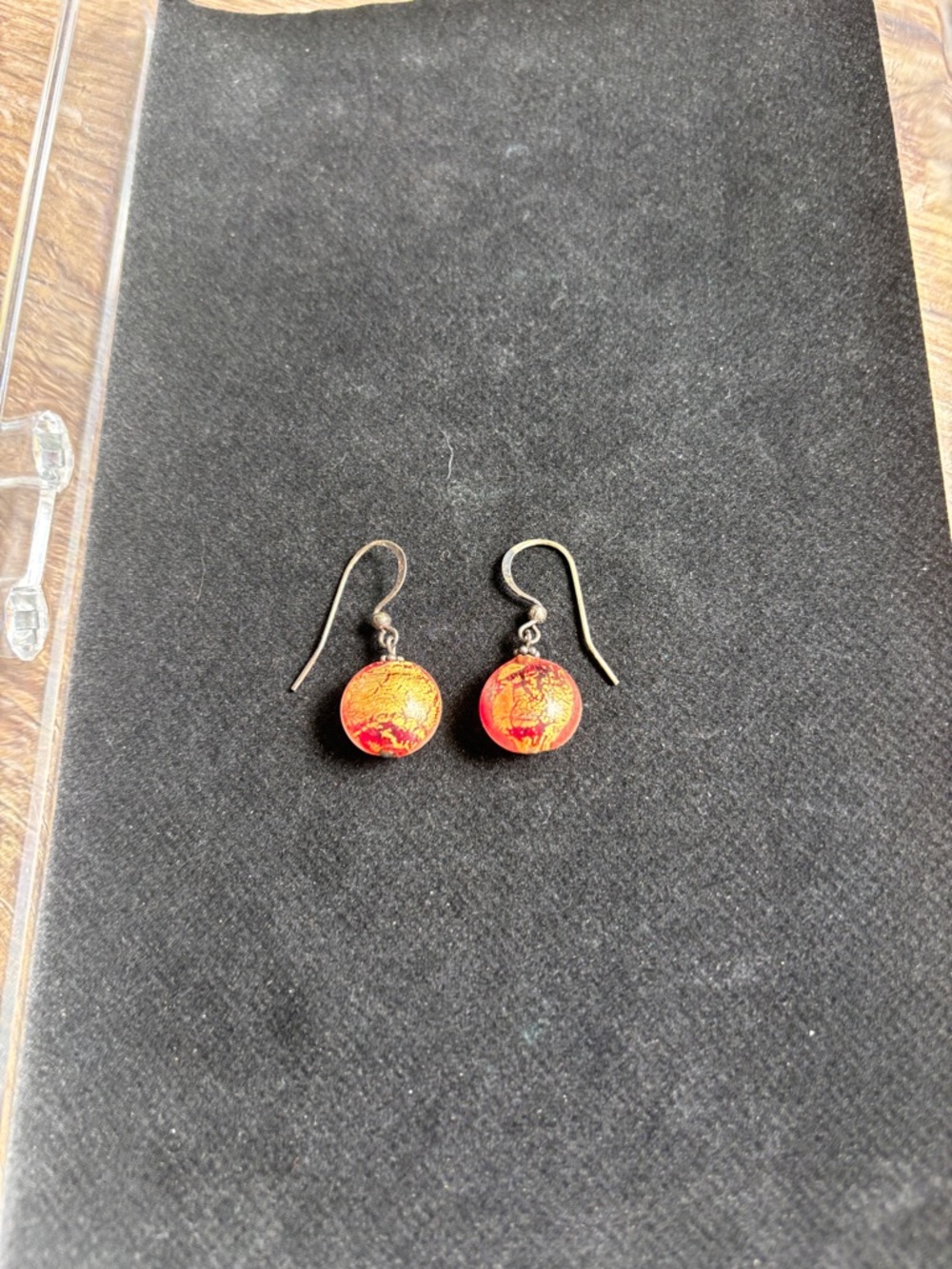 Handmade Red Gold Round Drop Earrings